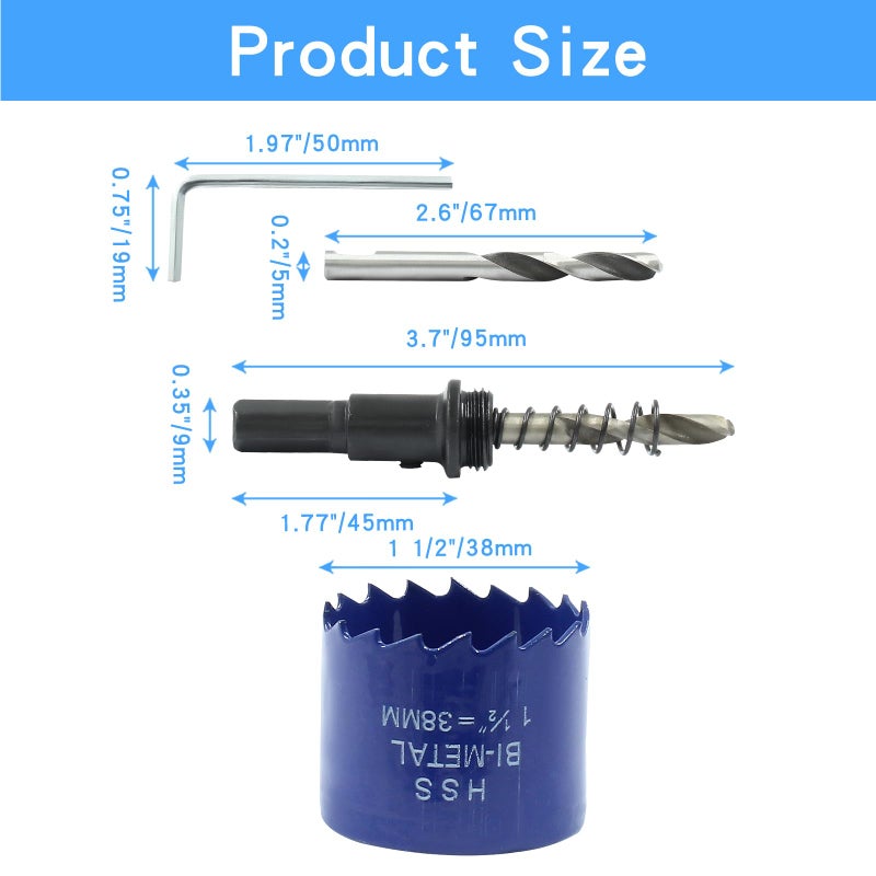 Luomorgo 6 1/8 inch 155mm Hole Saw, 1 1/4 inch Cutting Depth HSS Bi-Metal Hole Cutter with Hex Shank Drill Bit Adapter for Wood Cornhole Boards Plastic Drywall Fiberboard - Image 2